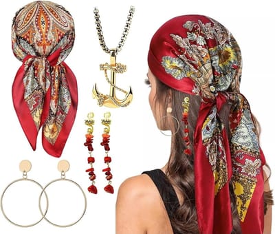 Set van 5 Piraten Kostuum Accessoires voor Halloween en Carnaval - Hoofdband, Riem, Ketting en Masker voor Feestjes