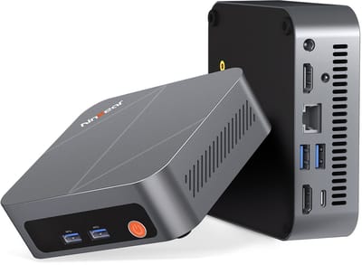 Ninkear M7 Mini PC – AMD Ryzen 5 7430U (Ryzen 5) – 16GB DDR4 – 512GB M.2 SSD – Windows 11 Pro – WiFi 6 – BT 5.2 – Dual HDMI 2.0 – Zilverkleurig, volledig metalen behuizing