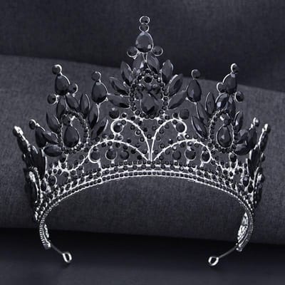 Koninklijke Koningin Bruiloftskroon voor Vrouwen Grote Rode Kristal Banket Tiara Hoofdsieraad Bruidsfeest Kostuum Haar Sieraden Accessoires gray