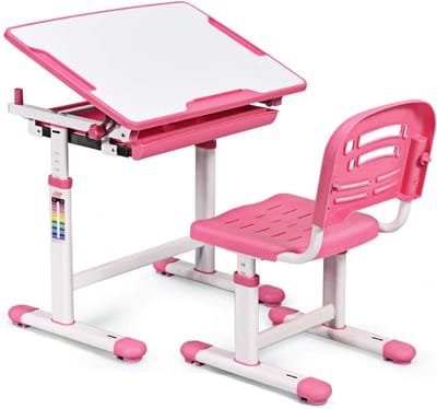 In Hoogte Verstelbare Kindertafel met Stoel voor Studeren en Tekenen