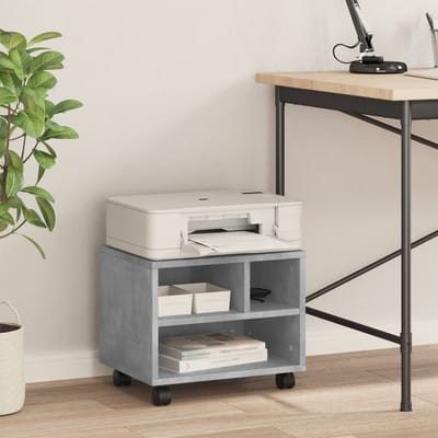 vidaXL - Printerkastje - met - wielen - 41x32x34,5 - cm - betongrijs