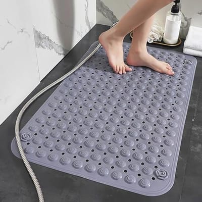 Antislip Douchemat Met Afvoergaten - Massagefunctie, Schimmelbestendig, 60 x 90 cm, Grijs