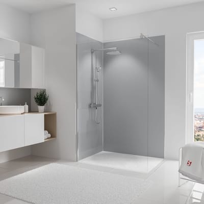 Schulte achterwand - Softtouch - lichtgrijs - 90x120x210 - zelf inkortbaar - wanddecoratie - muurdecoratie - badkamer wandpanelen - muurbekleding
