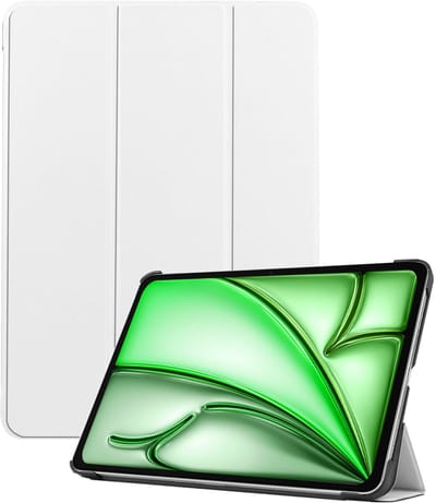 Hoesje Geschikt voor Apple iPad Air M3/M4 (2025/2026) - 11 inch - Dun & Stevig - Trifold Bookcase - Hard Cover - Hardcover Book Case - Tablet Hoes - Wit