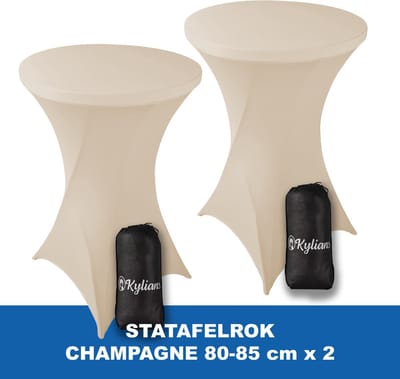 Statafelrok Champagne Beige x 2 – ∅ 80-85 x 110 cm - Statafelhoes met Draagtas - Luxe Extra Dikke Stretch Sta Tafelrok voor Statafel – Kras- en Kreukvrije Hoes