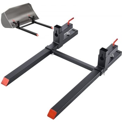 VEVOR Palletvorken 907 Kg, Klemvorkdrager, Totale Lengte 1090 mm, Vorken met Verstelbare Stabilisatiestang voor Tractoraccessoires, Shovels en Compacte Laders, Zwart