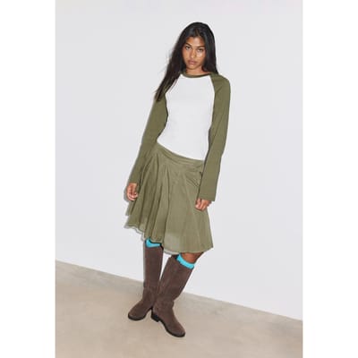 Stradivarius Baseball T-shirt met lange mouw  Kaki XS
