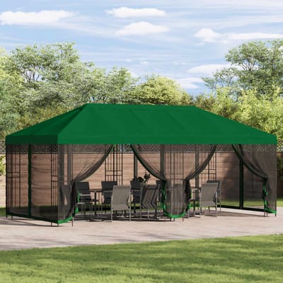 vidaXL - Tuinpaviljoen - 6 - x - 3 - m - Groen - Polyester - en - Staal - 190 - gsm