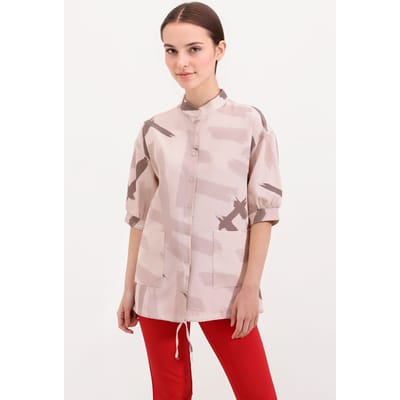 Abstracte Print Losse Fit Hemd met Pocket