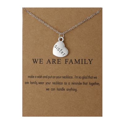 Bixorp Luck Zilveren Dames Ketting met Hartje Zus - "Sister" - 45/50cm - Cadeau voor Vrouw - Zilverkleurig