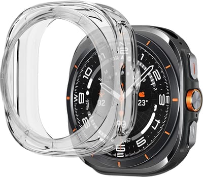 Bandz TPU hoesje geschikt voor Samsung Galaxy Watch Ultra / Ultra 2025 - gegalvaniseerde TPU case - hoes met extra beschermende randen (transparant)