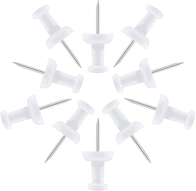 Dailygoods- Duimspijkers 120 Stuks - Witte Pushpins - Plastic Hoofd - Stalen Punt - 1 Inch Lang - Voor Kantoor/School/Projecten - Push Pins