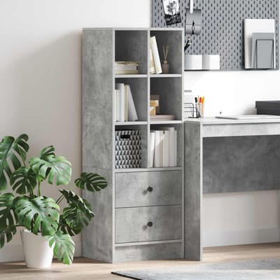 vidaXL - Highboard - met - lade - Beton - Grijs - 45,5 - x - 34 - x - 127 - cm