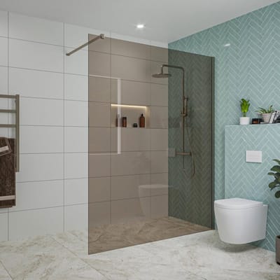 FugaFlow Eccelente Vetro inloopdouche badkamer - 160x200cm - rookglas - wandarm - gunmetal