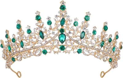 1 stuk Alloy Tiara Kroon voor Bruiloft & Feest – Elegante Haaraccessoire voor Bruid, Gala en Speciale Gelegenheden – Groen