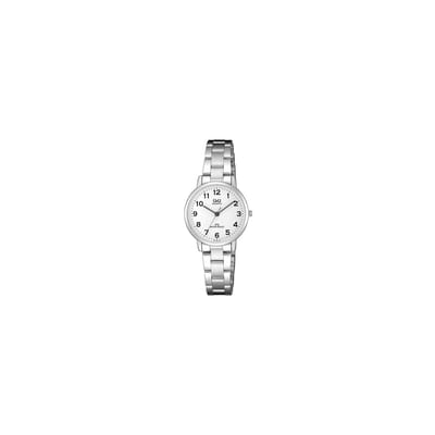 Q&Q QZ01J204Y - Horloge - Analoog - Vrouwen - Dames - stalen band - Rond - Metaal - Cijfers - Zilverkleurig - Wit - 3 ATM
