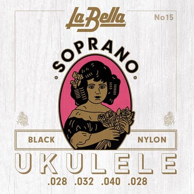 La Bella L-15 Acoustic Folk Sopraan Ukulele Snarenset – Black Nylon