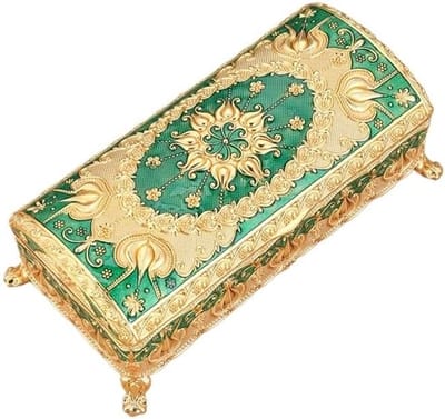 Vintage Sieradendoos - Metalen Opberger - Sieraden Opbergen - Klassieke Schoonheid - 10x10x10 mm - Stijl 2