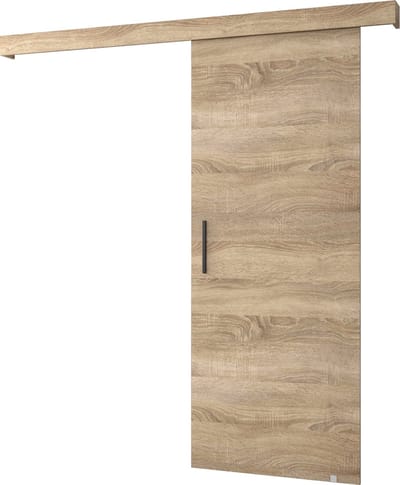 InspireMe - Schuifdeursysteem met rail - 90x204cm - AGRA I - Sonoma Eik + Sonoma Eik frame + Zwart Handvat met Soft-Close system