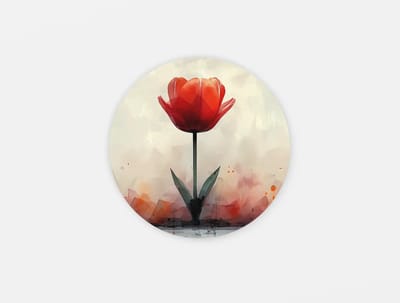 Rond Schilderij - Bloemen - Rode Tulp - Muurcirkel print op Dibond - 40 cm