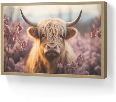 Wandlamp 60x40 cm - Oplaadbaar - Schotse hooglander - Dieren portret - Bloemen - Dier - Wandlampen binnen woonkamer - Slaapkamer lamp - Decoratieve nachtlamp - Vloerlamp draadloos