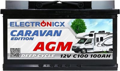 AGM Hobbyaccu 100Ah 12V voor Caravan, Camper of Boot - Diepcyclische Stroomvoorziening