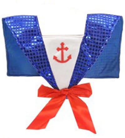 KIMU® Matrozenkraag Blauw Rood - Matroos Kraag Blauw Matrozenpak Pailletten Strik Anker Matrozen Pak Pakje Festival