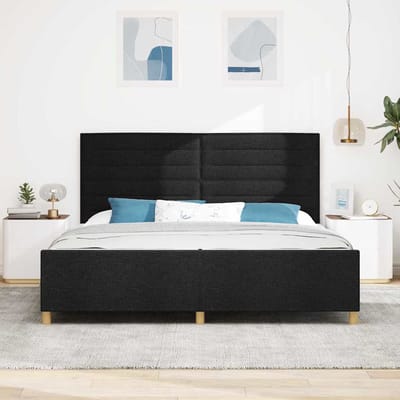 vidaXL - Bedframe - met - hoofdeinde - Zwart - 200 - x - 200 - cm - Stof