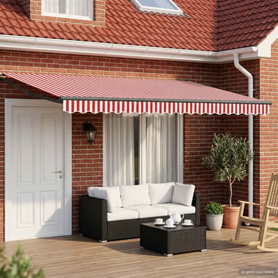 vidaXL - Handbediende - luifel - met - LED's - Rood, - Wit, - Anthraciet - 5 - x - 3 - m