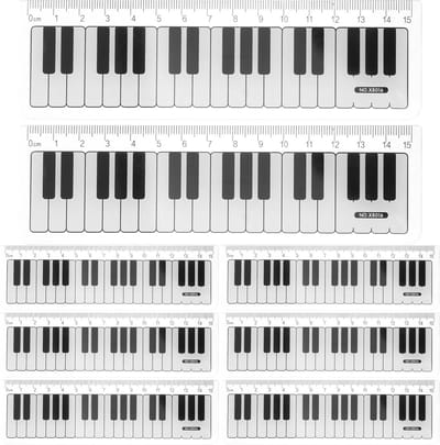 Dailygoods - SHINEOFI Muziekliniaal, 15 stuks, piano, toetsenborddesign, transparante kunststof liniaal met afgeronde randen, 15 cm, veilige leerliniaal voor kinderen en scholieren voor schoolbenodigdheden en