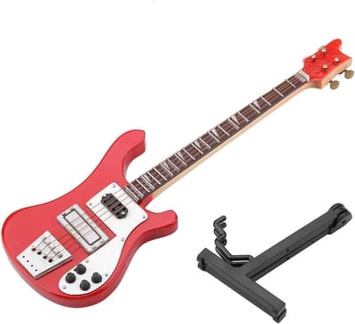 Decoratieve Houten Gitaar Model Rood - Inclusief Standaard en Koffer