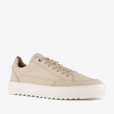 Van Beers leren heren sneakers beige - Maat 40 - Uitneembare zool