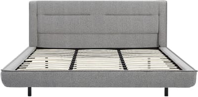 Vente-unique Bedframe stof grijs 180 x 200 cm (Super King Size Bed)