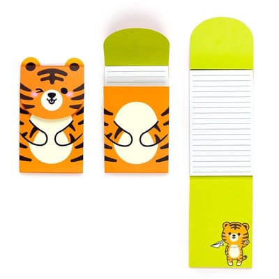Notitieboekje Flip Open Memoblok - Tijger Adoramals - Gelinieerd - 17.5x9.5x0.5cm