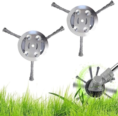 2 stuks voor grastrimmer van staaldraad, tuinkop, voor borstels en grasmaaiers, op batterijen werkende onkruidborstel, wiel, wildkegel, mos met knopen, grasmaaier