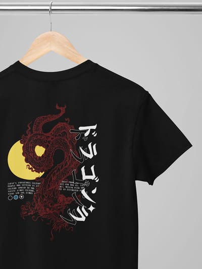 Shirt - Chinese dragon - Wurban Wear | Grappig shirt | Merk kleding | Unisex tshirt | Techno outfit | Gym shirt | Merk t shirt | Streetwear | Draak | Casual chique | Zwart & Wit