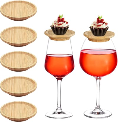 VHV - Glasdeksel - bamboe wijnglasdeksels set - herbruikbaar voor glazen en hapjes - voor borrel, buffet en feesttafel