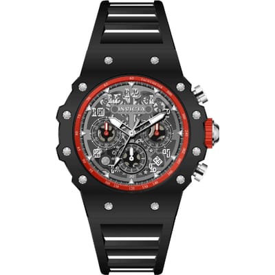 Invicta Racing 69658 Herenhorloge - Quartz Uurwerk - Acryl met Zilveren Wijzerplaat - 43 mm