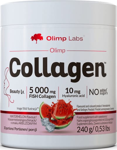 Olimp Collagene 240g VIS collageenpoeder met hyaluronzuur, mineralen en vitaminen, watermeloensmaak voor een mooie huid