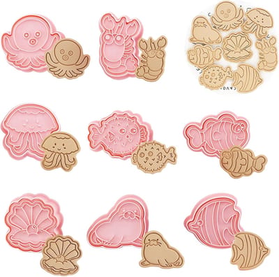 Koekjesvormen Voor Kinderen Dieren Koekjessnijders 8 Stuks Cartoon Uitsteekvormpjes, 3D-Vorm Kunststof Dieren Keuken Bakken Set Cake Fondant Taartdecoratie