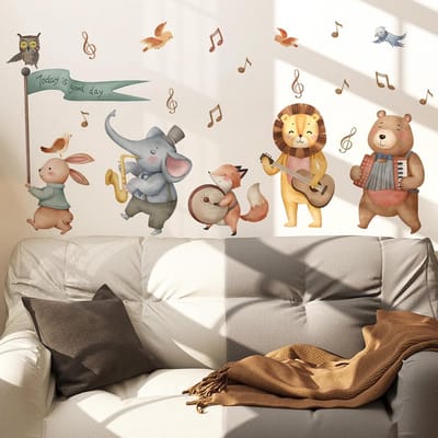 Dieren Muurstickers Muziek Thema voor Baby- en Kinderkamer
