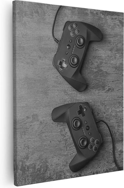 Artaza Canvas Schilderij Gaming - 40x50 cm - Wanddecoratie Mancave - Muurdecoratie Gamecontrollers - Kamer Accessoires