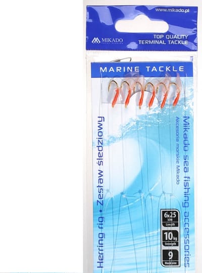 Haring Onderlijn – 6 Haken Maat 7 – Paternoster Rig – 25 cm – Zeevis – Mikado