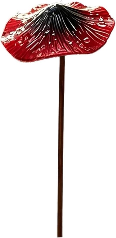 Paddenstoel Tuinstaken - Metalen Decoratie - Tuin Aankleden - Roestkleurige Afwerking - 30 cm Hoog - Rood