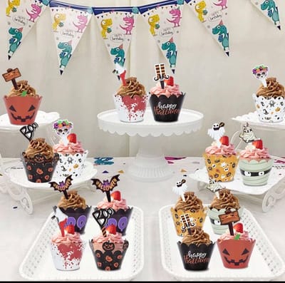 Akyol - halloween - 8 stuks - cupcake decoratie halloween - cupcake toppers - cupcake - halloween - feest halloween - horro - spook cupcake - halloween party - topper halloween