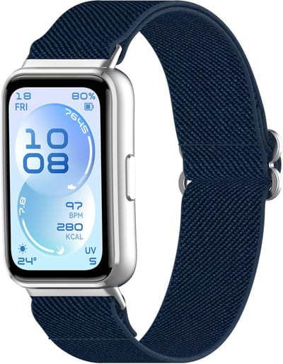 Stravo Gevlochten Nylon Bandje met Verstelbare Schuifsluiting – Geschikt voor Huawei Band 11 / Band 11 Pro – Donkerblauw
