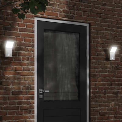 vidaXL Buitenwandlampen 2 st LED met sensors gegoten aluminium wit