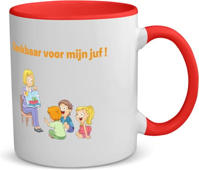 Akyol - dankbaar voor mijn juf koffiemok - theemok - rood - Juf - leraressen - verjaardag - cadeautje voor juf - juf artikelen - kado - geschenk - gift - verjaardagscadeau - juffendag - 350 ML inhoud