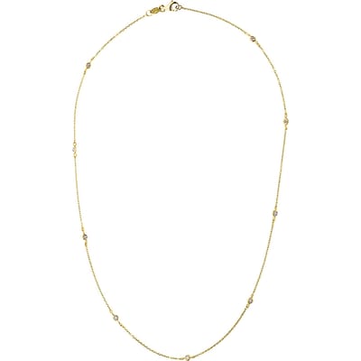 Collar afwisselend kabel ketting Diamonds 0,18 Cts Yellow Gold 18k