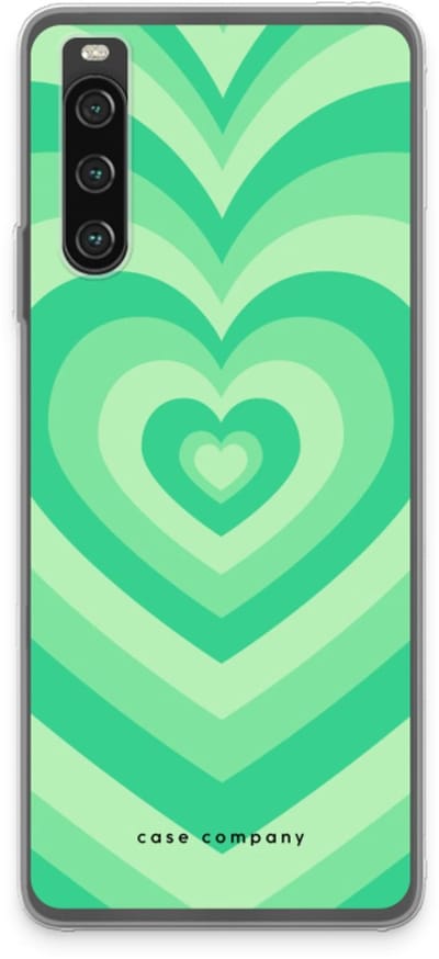 Case Company® - Hoesje geschikt voor Sony Xperia 10 IV hoesje - Hart Groen - Soft Cover Telefoonhoesje - Bescherming aan alle Kanten en Schermrand
